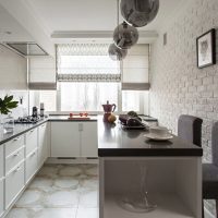 Brick wall in the interior of the kitchen