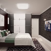 Design di una moderna camera da letto in tonalità di grigio