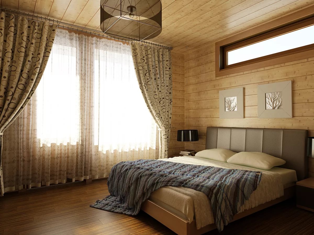 Gray bedspread in a bed in a private house