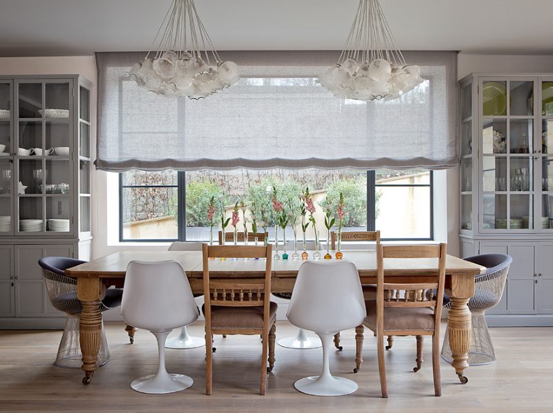 Translucent roman curtain on the living room window