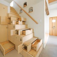 Drawers in the steps of the stairs