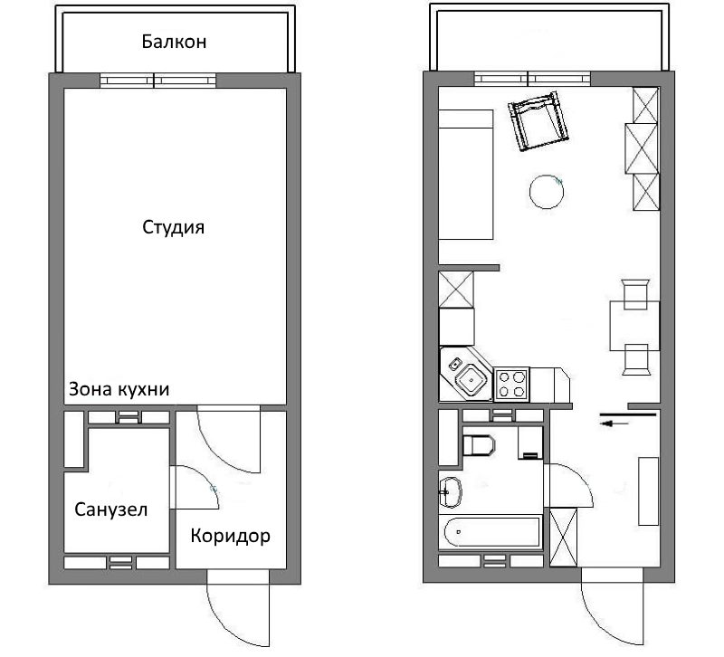 Agencement d'un studio d'une superficie de 25 m²