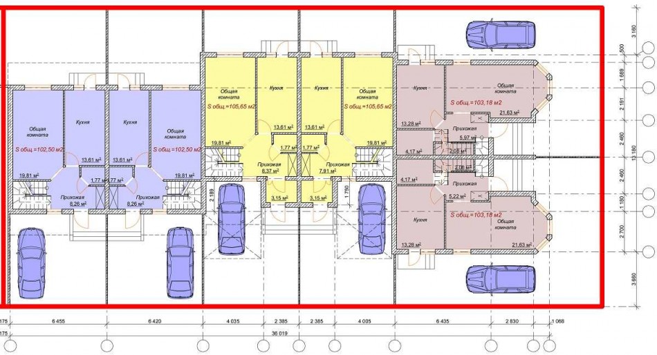 Aménagement d'une maison de ville moderne avec places de parking