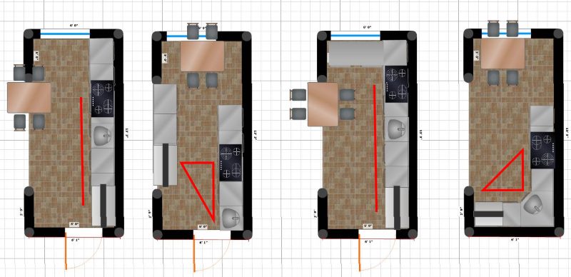 Schemes of planning decisions for a narrow kitchen