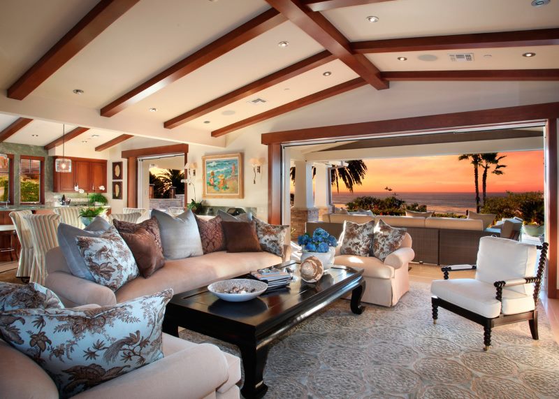 Built-in spotlights on the living room ceiling