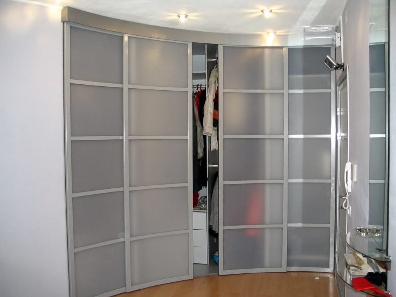 Glass doors of the radius wardrobe