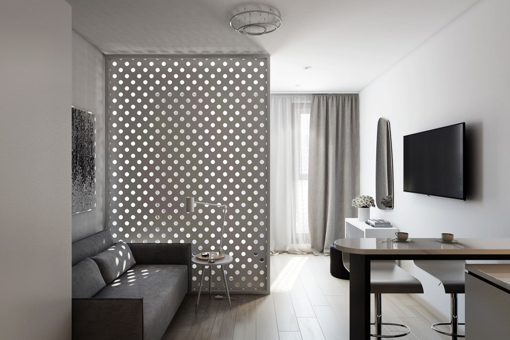 Design d'appartement = studios à une fenêtre dans un style minimaliste