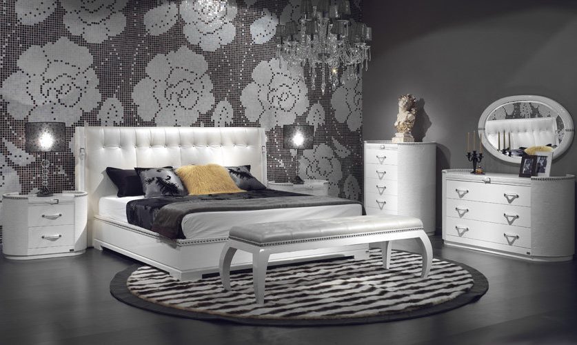 Interior of a modern bedroom in gray shades