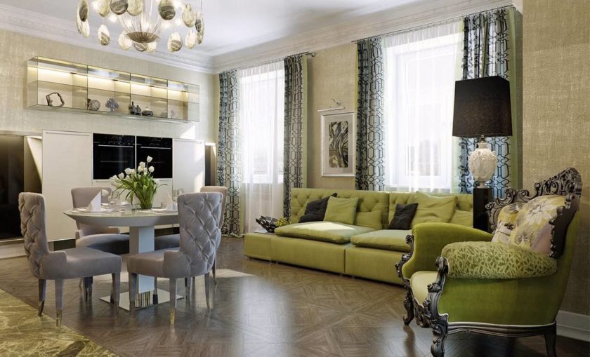 Design living room of a private house in the style of Art Deco