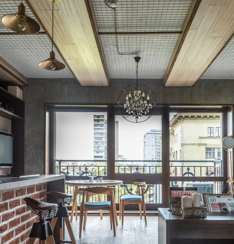 Loft style living room ceiling