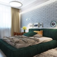 Gray brick wall in the bedroom