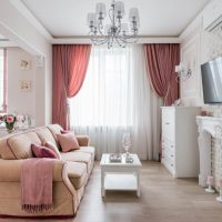 Bright walls of the living room in a classic style