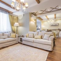 Wooden beams on a white ceiling