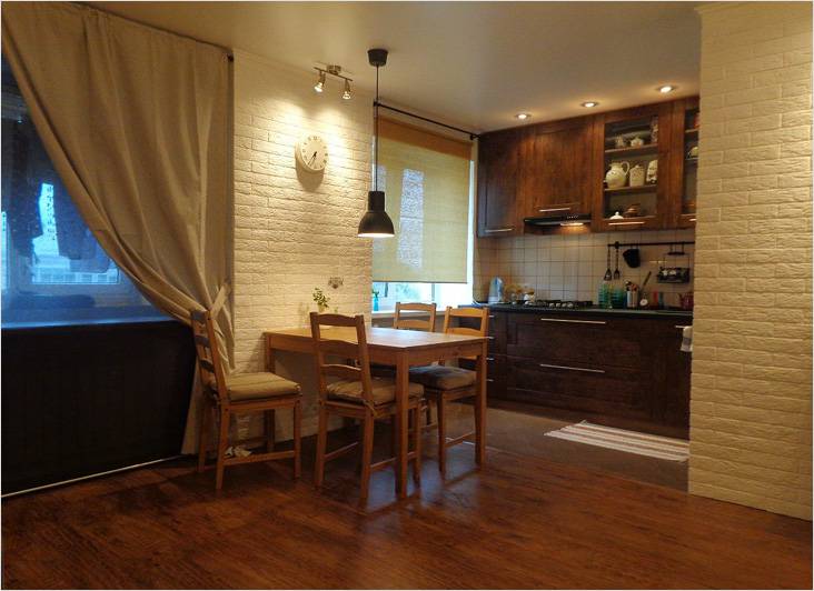 Dining table in the kitchen-living room