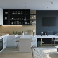 Colore nero nel design dell'appartamento monolocale