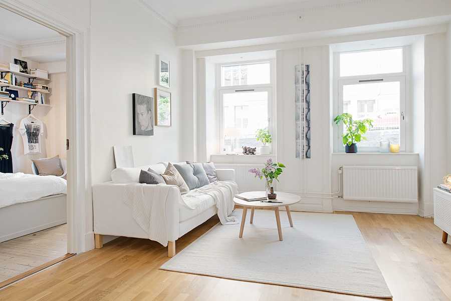 White carpet on brown floor