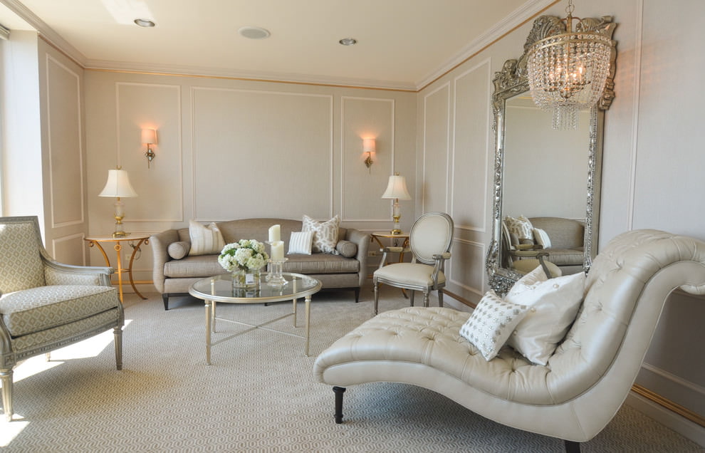 Interior of a classic living room in bright colors