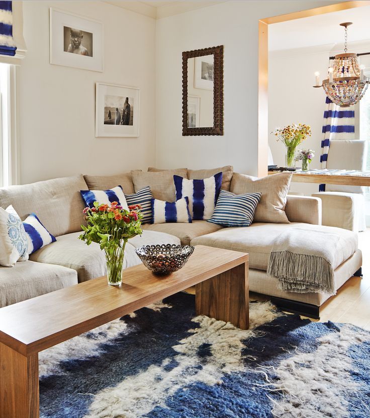 Gray corner sofa in a small living room