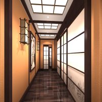 Glossy floor in an oriental style hallway