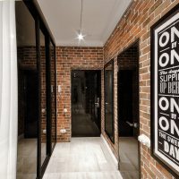 Brick walls in an industrial style corridor