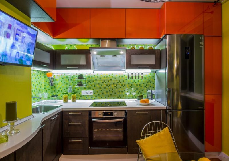 Bright red kitchen interior