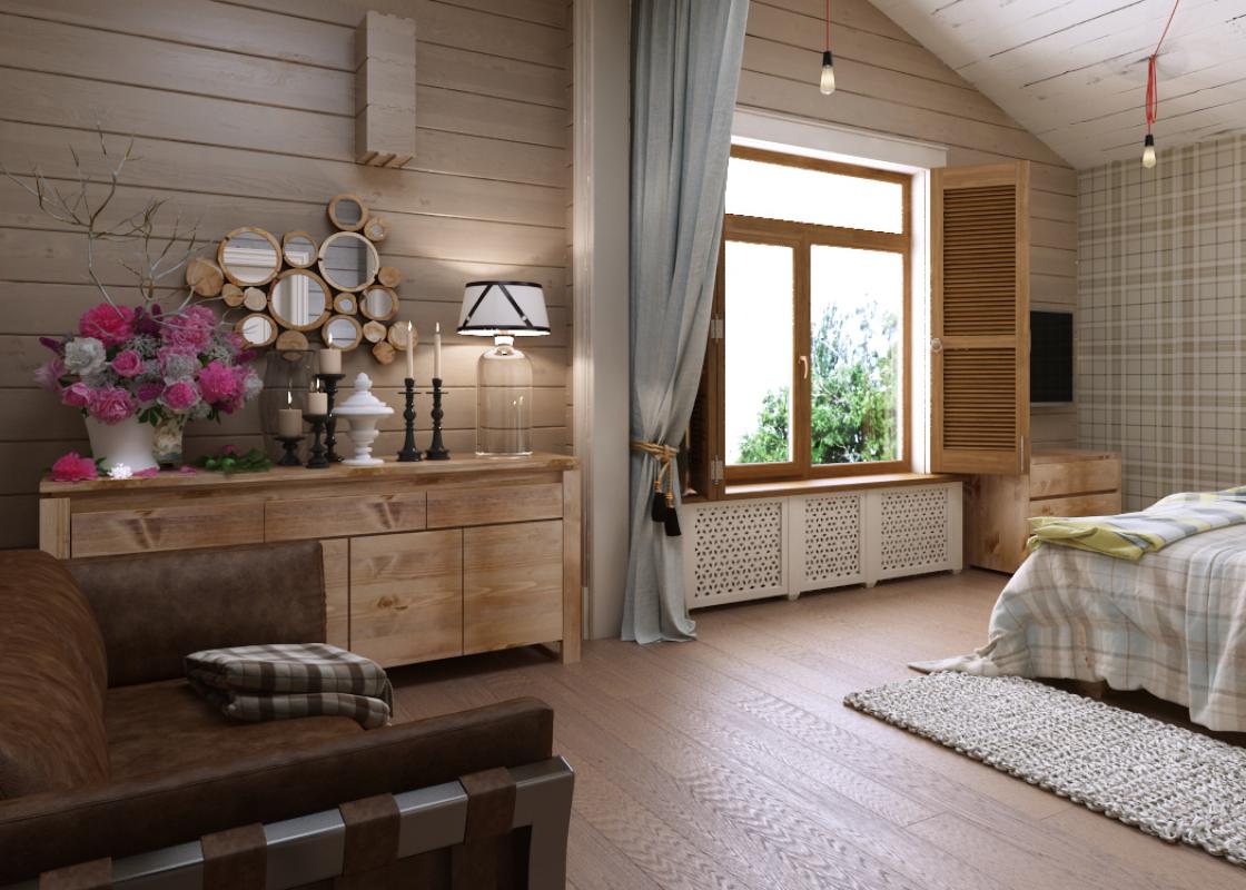 Wooden dressing table in the bedroom of a young girl