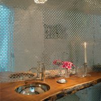 Wooden countertop in the bathroom