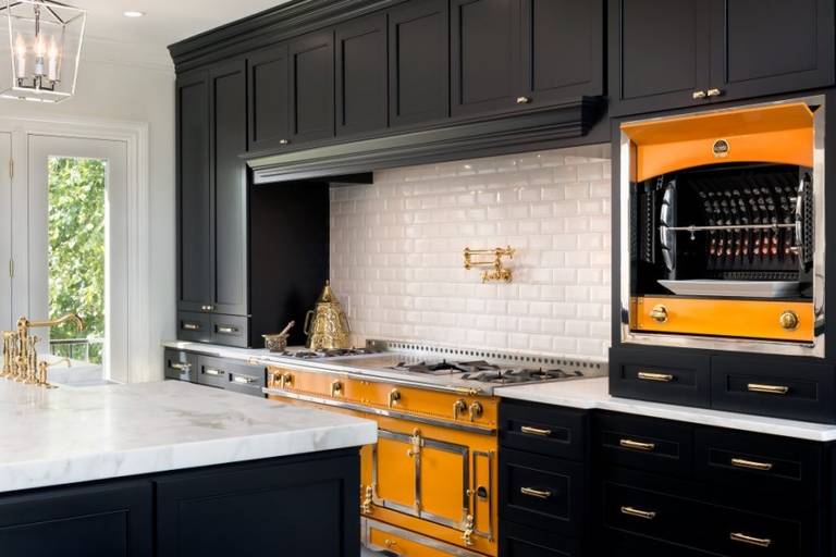 Kitchen interior with orange accents