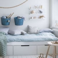 Custom shelves in the little boy’s room