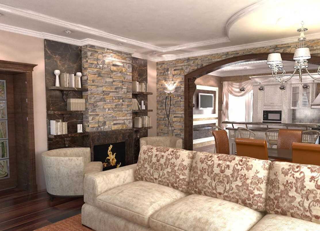 Decorating a living room with natural stone