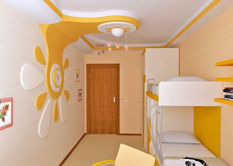 Orange color in the interior of the children's room