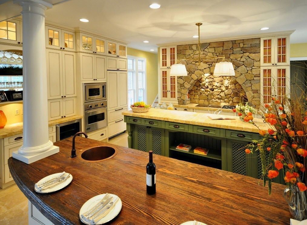 Sandstone in the interior of a modern kitchen