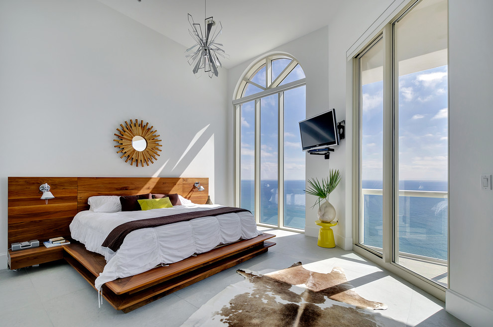 Original bed in a modern bedroom in white