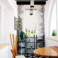 Modern balcony with arched window