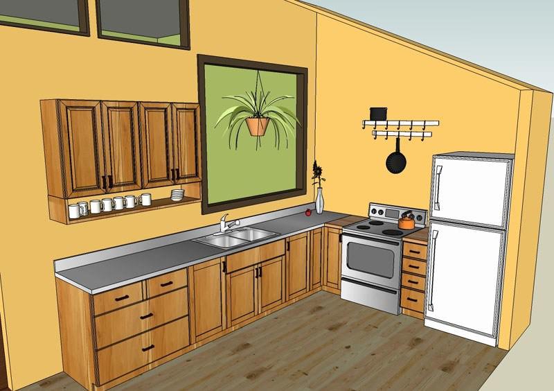 Design project of a corner kitchen