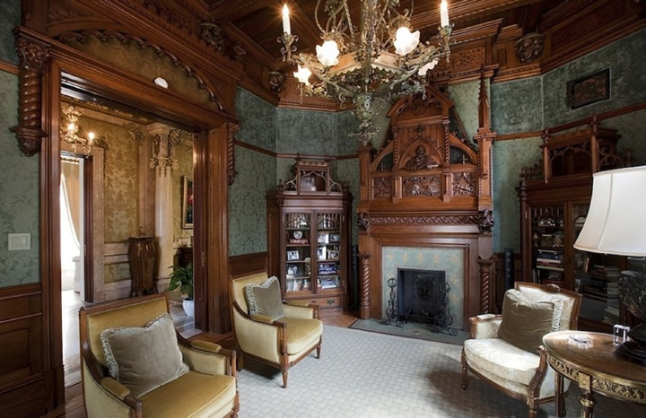 Tree in a medieval style living room interior