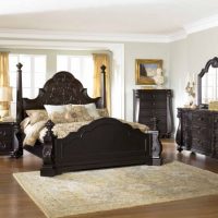 Dark brown natural wood bed