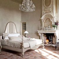 Fireplace in the interior of the bedroom