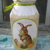 Jar with a ribbon under the lid for storing spices