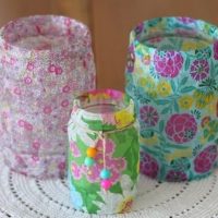 Decorating cans using decoupage technique