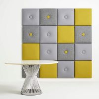 Soft panel of gray and yellow squares