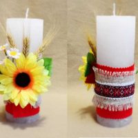 Candele decorative con tessuto e piante