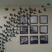 A flock of gray paper butterflies