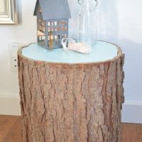 Decorative bedside table made of wooden hemp