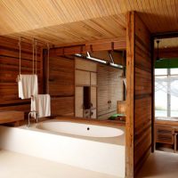 Bagno in una casa di legno