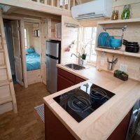 Kitchen of a country house with a built-in hob