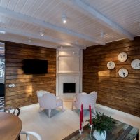 Modern living room in a wooden house