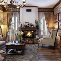 Fireplace between the windows in the living room