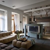 Concrete TV stand in the living room