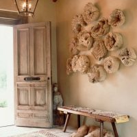 Wooden decor in the interior of the corridor of a private house